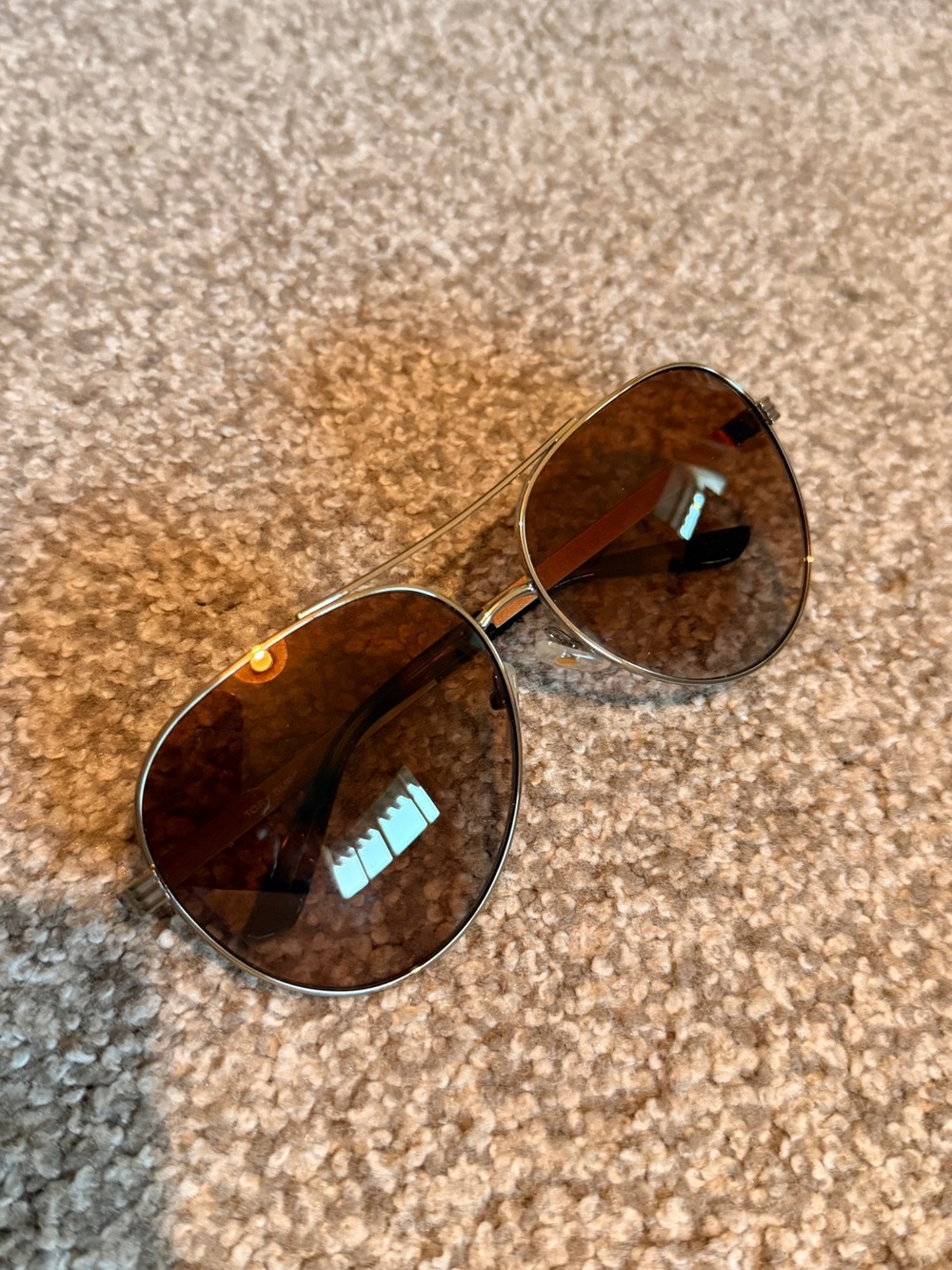 Tory Burch Aviator Sunglasses in Brown with Silver Frame
